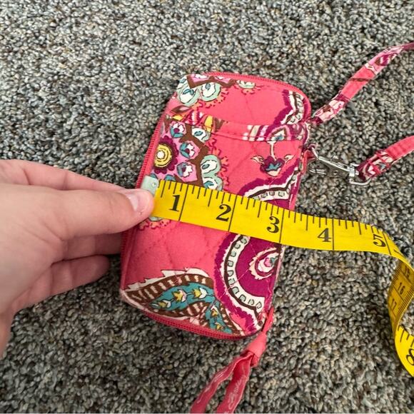 Vera Bradley Call Me Coral Pink Coin Purse Wristlet w/ Zipper & Clear Card Slot - Picture 12 of 14